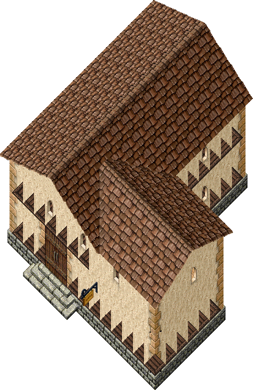 Two-story stone and plaster house