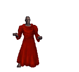 A red-dyed robe worn on a male body